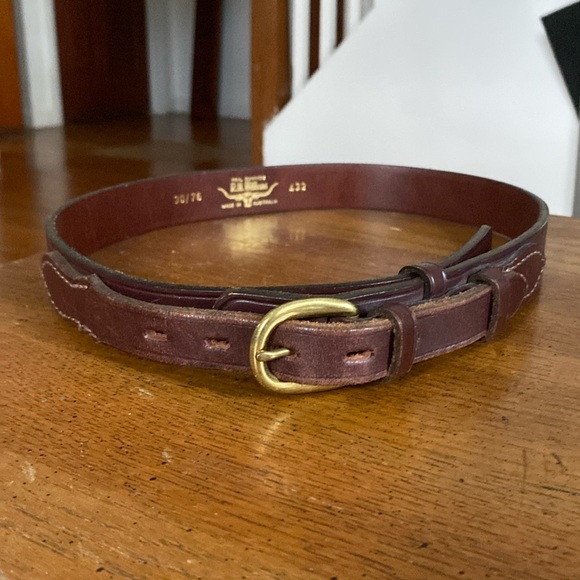 R.M. Williams Brown Cowhide Leather 1 1/4" Ranger Belt Australia Gold Buckle - Picture 2 of 9